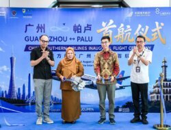 Penerbangan Perdana China Southern Airlines Resmi Hubungkan Palu-Guangzhou
